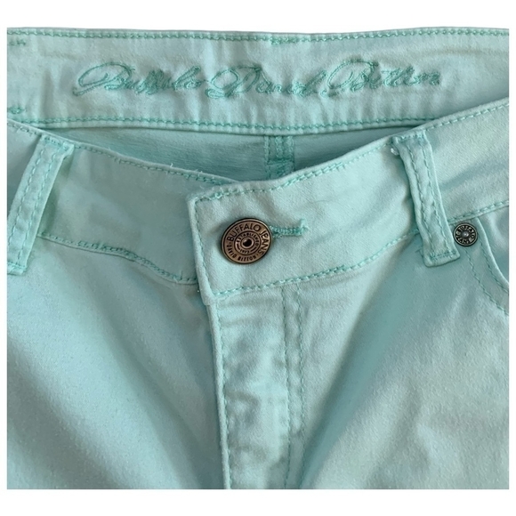 Women’s Jeans Buffalo David Bitton Rolled Hem Cropped Jeans Mint Cotton Denim - Picture 5 of 6